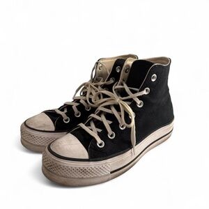 Black platform high top converse